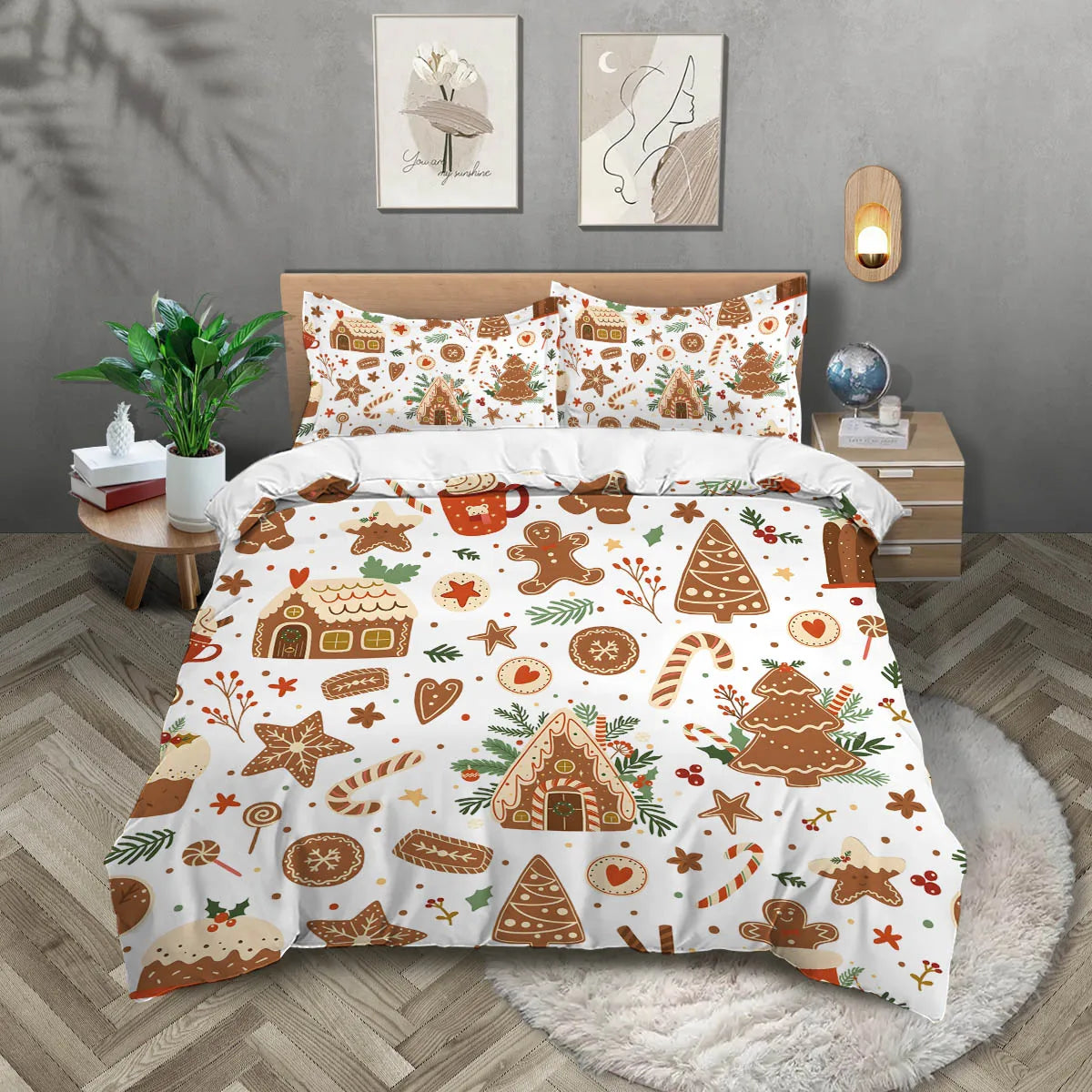 Christmas Cottage Gingerbread Breathable Bedding Set